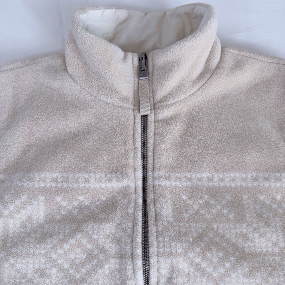 Lauren Ralph Lauren Womens PM Reversible Vest Fleece Fair Isle Canvas Cream